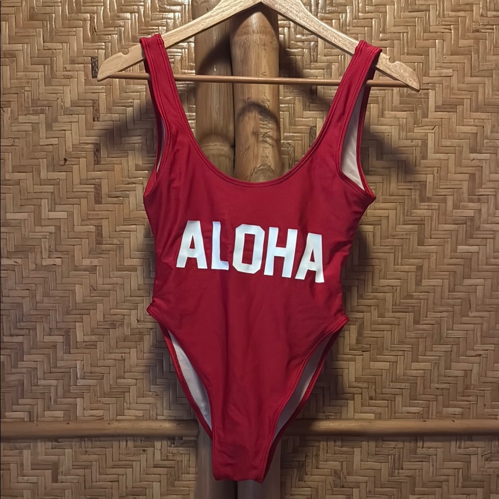 Red Aloha one piece Swimsuit by Private Party s/m